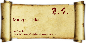 Nuszpl Ida névjegykártya